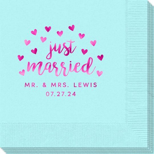 Confetti Hearts Just Married Napkins